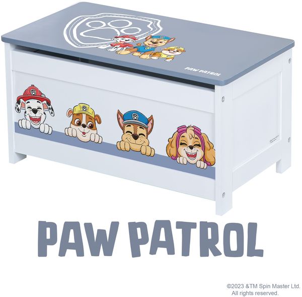 roba Spielzeugtruhe 'Paw Patrol' - Aufklappbare Sitzfläche mit Dämpfungsbeschlag - Weiß / Blau Bild 6
