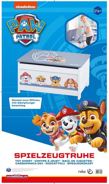 roba Spielzeugtruhe 'Paw Patrol' - Aufklappbare Sitzfläche mit Dämpfungsbeschlag - Weiß / Blau Bild 8
