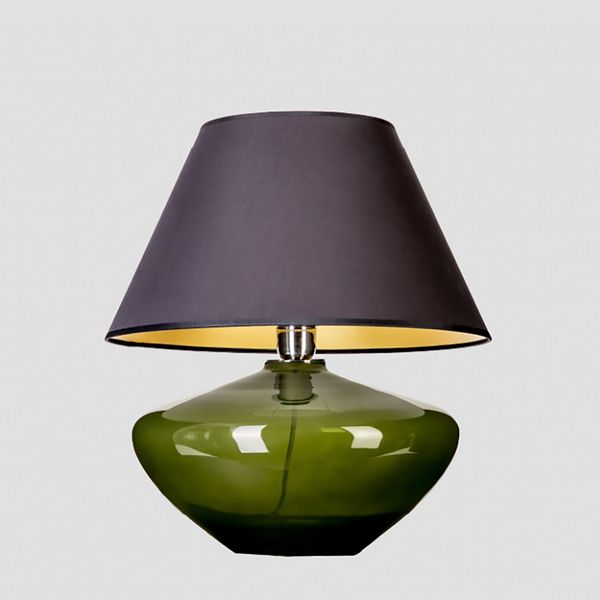 Tischlampe Glas grün bauchig mit Lampenschirm Glaslampe