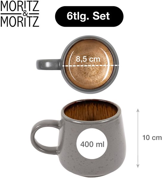 Moritz & Moritz SOLID Kaffeebecher 6er - Grau/Amber Bild 3