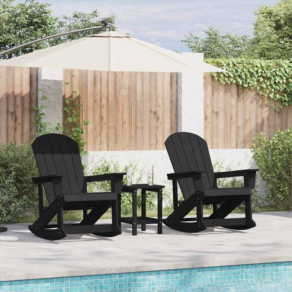 vidaXL Garten-Lounge-Set 3 pcs Schwarz HDPE 3335840