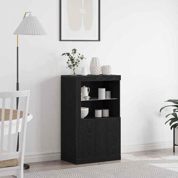 vidaXL LED-Sideboard Schwarz Eichen-Optik 60,5 x 37 x 100 cm 863017