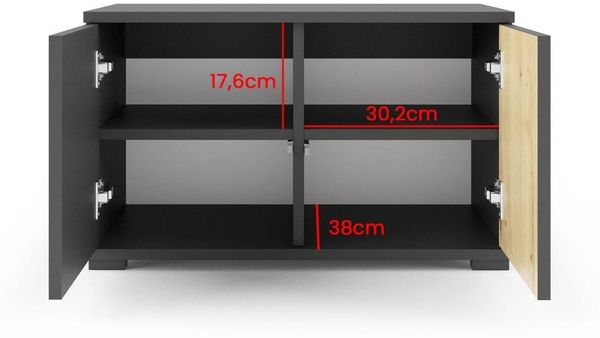 Garderoben-Set Rosario Version 2 mit Lamellen, Kleiderschrank mit Polsterplatten und Schuhschrank (Schwarz / Eiche Artisan, Trinity 14), 225 x 40 x 140 cm Bild 4