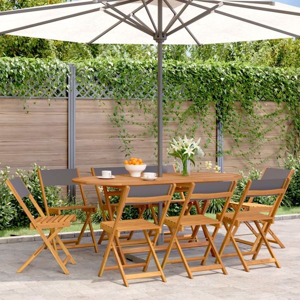 vidaXL Gartenstühle 8 Stk. Klappbar Anthrazit Stoff und Massivholz 3214615
