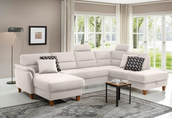 Home affaire 'Palmera' Wohnlandschaft U-Form Federkern, ohne Bettfunktion und ohne Stauraum, beige