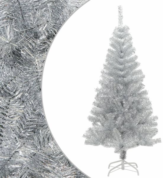 vidaXL Künstlicher Weihnachtsbaum mit Ständer Silber 120 cm PET 329187