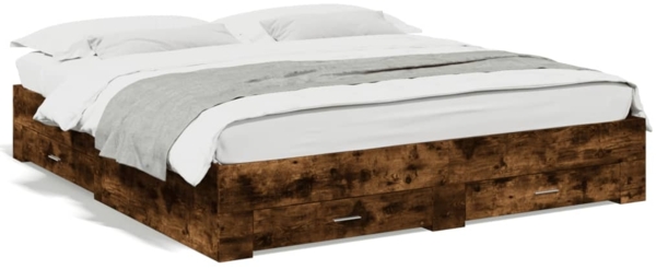 vidaXL Bettgestell mit Schubladen Räuchereiche 200x200cm Holzwerkstoff 3280360