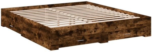vidaXL Bettgestell mit Schubladen Räuchereiche 200x200cm Holzwerkstoff 3280360 Bild 3