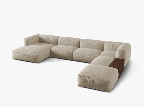 Micadoni Panorama-Ecksofa Martina 5-Sitzer Rechts Strukturierter Stoff Helles Beige Bild 2