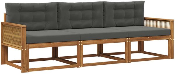 vidaXL Outdoor-Sofagarnitur mit Kissen 3 pcs Natur und Anthrazit 3382310