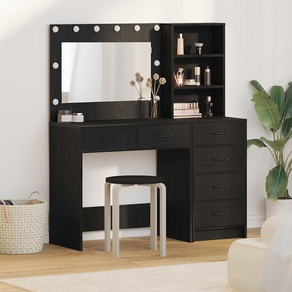 vidaXL Schminktisch mit Regal Schwarz 78,5 x 41 x 135 cm Holzwerkstoff 3334192