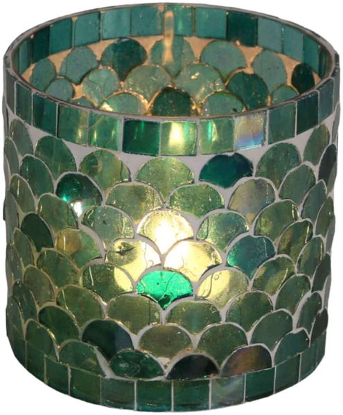 Orientalisches Mosaik Windlicht Athen Grün M