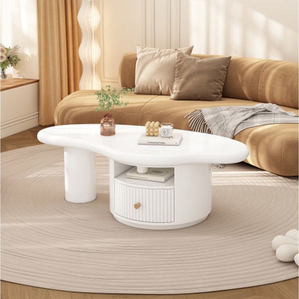 XDeer Couchtisch Couchtisch in Wolkenform,Tischplatte mit 1 Schubladen, inkl. Filzunterlagen,Kreativer Couchtisch