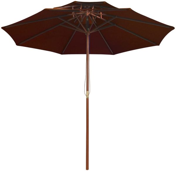 Sonnenschirm, Terrassenschirm mit Doppeldach und Holz-Mast Terrakotta 270 cm