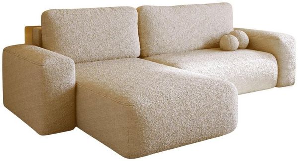 Compleo Ecksofa L-Form 282 cm breit, Elegant design, TEDIS, Couch mit Schlaffunktion, Wohnzimmer - Wohnlandschaft