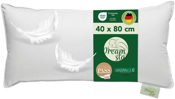 Dreamstar 3-Kammer-Kopfkissen Daunenkissen 40x80 & Daunenkopfkissen 80x80, entwickelt in Deutschland, Füllung: weiße, neue Daunen & Federn Klasse I, 60% Daunen/ 40% Federn (Außen), 100% Federn (Innen), Bezug: 100% Baumwolle, Rückenschläfer, Seitenschlä...