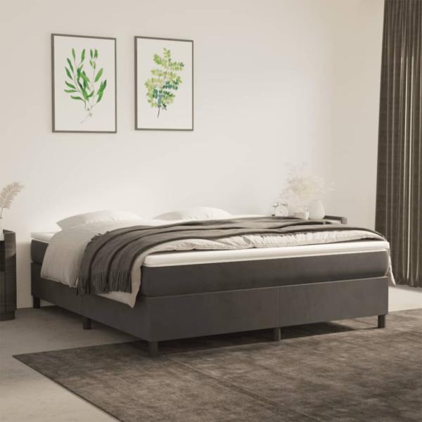 vidaXL Boxspringbett mit Matratze Dunkelgrau 180x200 cm Samt 3144694