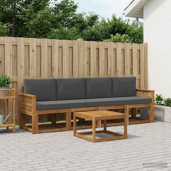 vidaXL Outdoor-Sofagarnitur 5 pcs Natur und Anthrazit Polyester 3384978