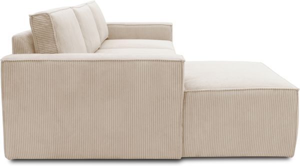 DOMO. collection Ecksofa 800 021, kleine Couch in L-Form mit Cordstoff, Modulsofa mit Taschenfederkern, Sofa, Polsterecke, Eckcouch 198 x 172 x 85 cm (BxTxH), creme Bild 4