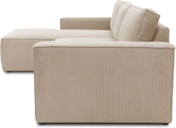 DOMO. collection Ecksofa 800 021, kleine Couch in L-Form mit Cordstoff, Modulsofa mit Taschenfederkern, Sofa, Polsterecke, Eckcouch 198 x 172 x 85 cm (BxTxH), creme Bild 2