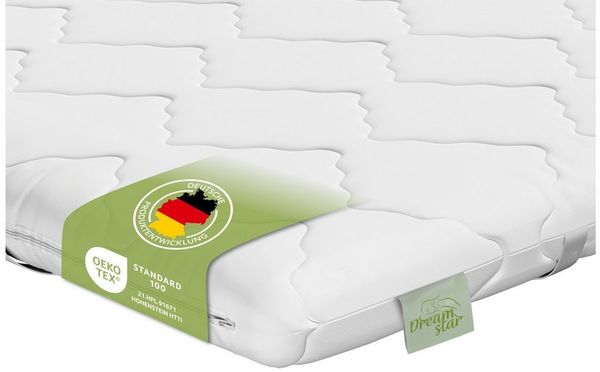 Dreamstar, Topper ergonomischer Matratzentopper in 3 Härtegraden - weich, mittel, fest, 6 cm hoch, Kaltschaum, rutschfest, Bezug waschbar - für Matratzen und Boxspringbetten