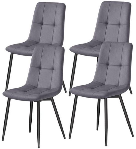 VASAGLE Esszimmerstühle 4er Set, 360° Drehbar, Ergonomischer Samtstuhl, 43 x 52 x 83 cm, Grau