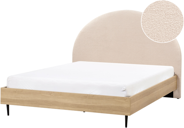 Bett mit Lattenrost Bouclé MILLAY 160 x 200 cm Beige