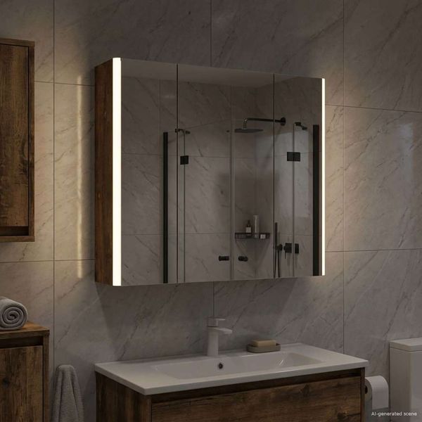 vidaXL Badezimmerspiegelschrank Geräucherte Eiche 889251