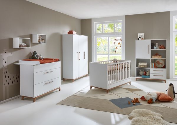 Babymöbel-Megaset »Lina« 6-teilig,Soft-Close, Kreideweiß / Walnuss, Arthur Berndt