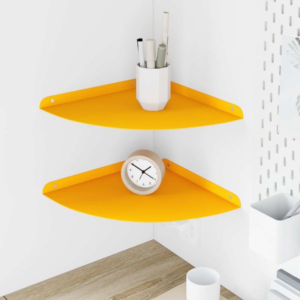 vidaXL Schwebendes Regal mit Regal 2 pcs Senfgelb 30 x 30 x 2 cm 8004116