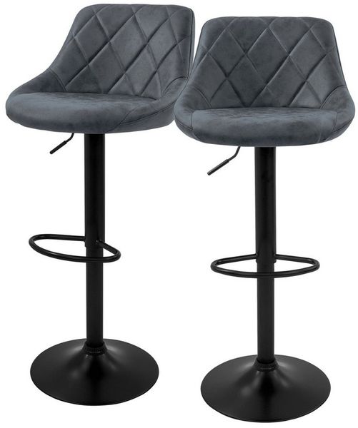ML-DESIGN Barhocker Gepolsterter Barstuhl mit Rückenlehne und Fußstütze, 360° drehbar (2 St), Drestuhl höhenverstellbar 62-82 cm, Anthrazit, Bezug aus Kunstleder