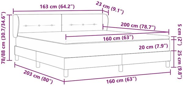 vidaXL Boxspringbett mit Kopfteil Dunkelgrau 160 x 200 cm Samt 3340395 Bild 12