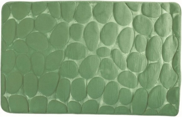 MSV Badematte KIESELSTEIN, rutschhemmende Beschichtung, für Fußbodenheizung geeignet, strapazierfähig, waschbar, schnelltrocknend, Microfaser, PVC, aus super-weicher Microfaser, in 2 Größen und vielen trendigen Farben erhältlich, 40 x 60 cm, pastellgrün