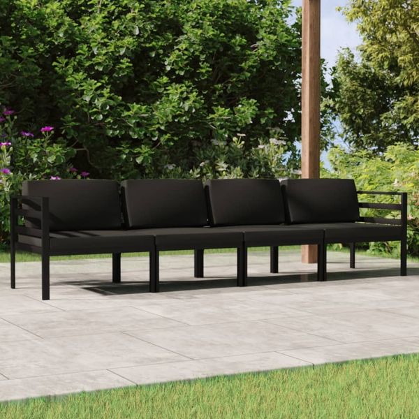 vidaXL 4-tlg. Garten-Lounge-Set mit Kissen Aluminium Anthrazit 3107777