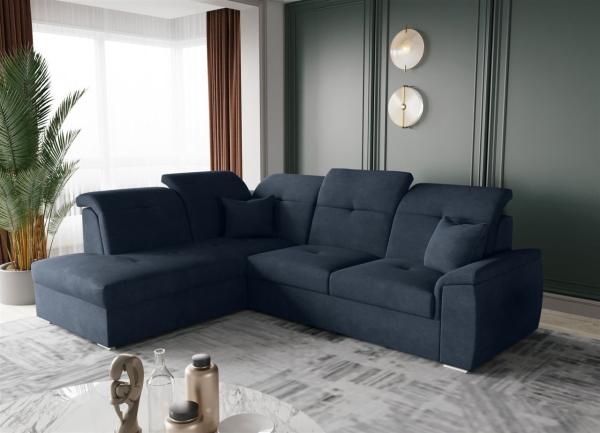 Ecksofa Schlafsofa Sofa FREJA Stoff Brooklyn Marine Ottomane Links