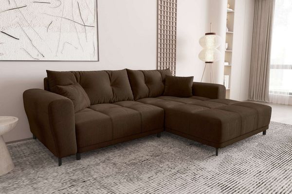 99rooms Massimo Ecksofa Cordstoff POSO Braun mit Schlaffunktion Rechts