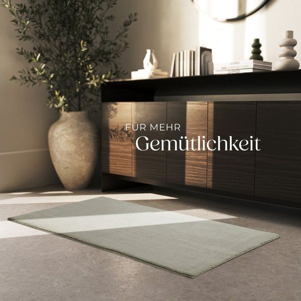 tectake Teppich Kurzflorteppich mit flauschiger Oberfläche, allergikerfreundlich, Rechteck, Höhe: 1,50 mm, strapazierfähig, pflegeleicht, waschbar, rutschfeste Unterseite