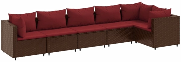 vidaXL 6-tlg. Garten-Lounge-Set mit Kissen Braun Poly Rattan 3308109
