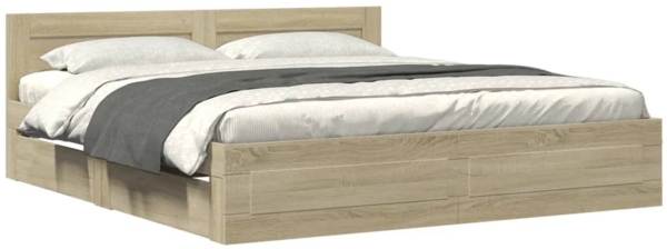 vidaXL Bettgestell mit Kopfteil Sonoma-Eiche 200x200 cm Holzwerkstoff 3295536