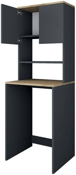 Dmora 2-türiger MehrzweckschrankFiamma, Multifunktionale Möbel, Schuhschrank, Besenschrank, 65x60h184 cm, Walnuss und Anthrazit