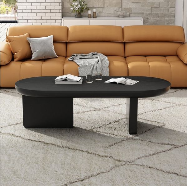 STILVORA Couchtisch Wohnzimmertisch Ovaler Tisch aus MDF schwarzer Beistelltisch Sofatisch (Sofatisch, Beistelltisch,Kaffeetisch, 1-St, Ovaler Freizeittisch), mit Sprühfarbe besprühen