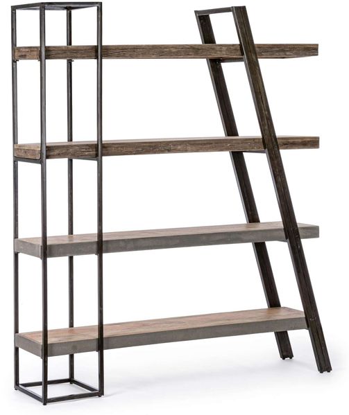 Bücherregal Esterna aus Mangoholz, skandinavisches Design, naturfarben, Metallgestell schwarz