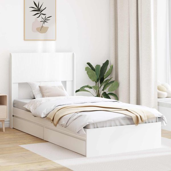 vidaXL Bettgestell mit Stauraum und Kopfteil Weiß 75x190 cm 3414425