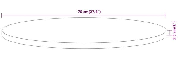 vidaXL Tischplatte Ø 70x2,5 cm Rund Massivholz Akazie 370052 Bild 8