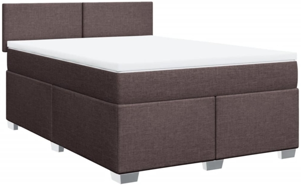 vidaXL Boxspringbett mit Matratze Dunkelbraun 140x200 cm Stoff 3285907 Bild 1