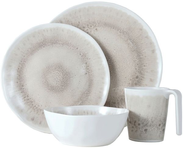 Moritz Geschirr-Set Camping Geschirr 4 Personen Amboss 16 Teilig + 4 Tiamo Wassergläser