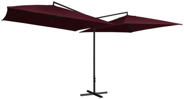 vidaXL Doppel-Sonnenschirm mit Stahl-Mast 250x250 cm Bordeauxrot 47324