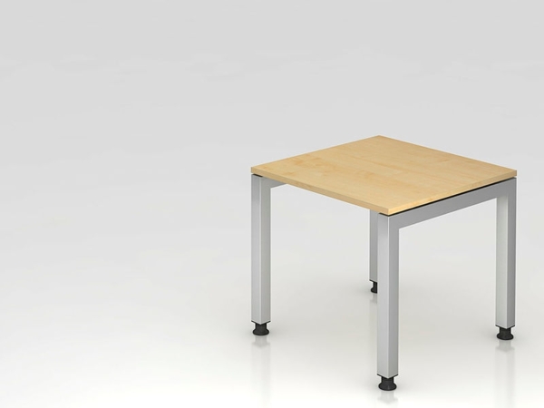 Schreibtisch JS08 U-Fuß / 4-Fuß eckig 80x80cm Ahorn Gestellfarbe: Silber