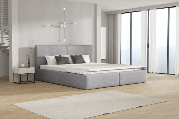 Polsterbett Doppelbett BERGEN 120x200cm Stoff Freya Silbergrau