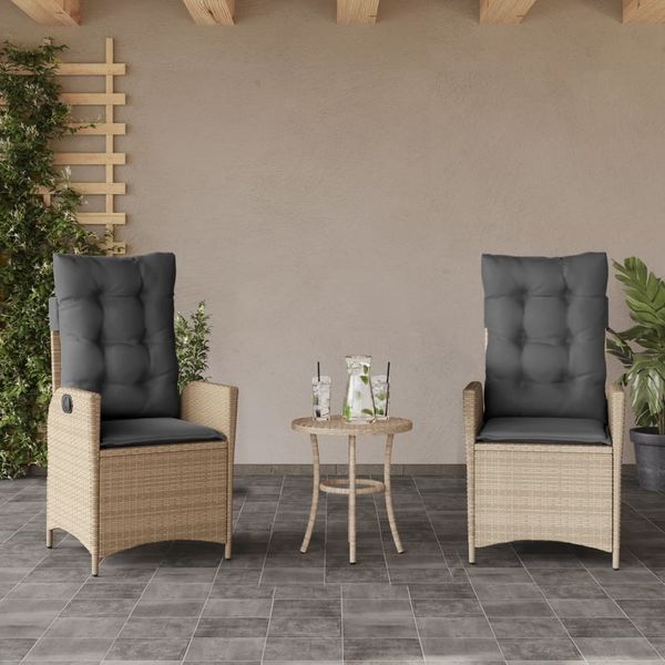 vidaXL Gartensessel Kissen 2Stk. Verstellbar Beigemischung Poly Rattan 365269